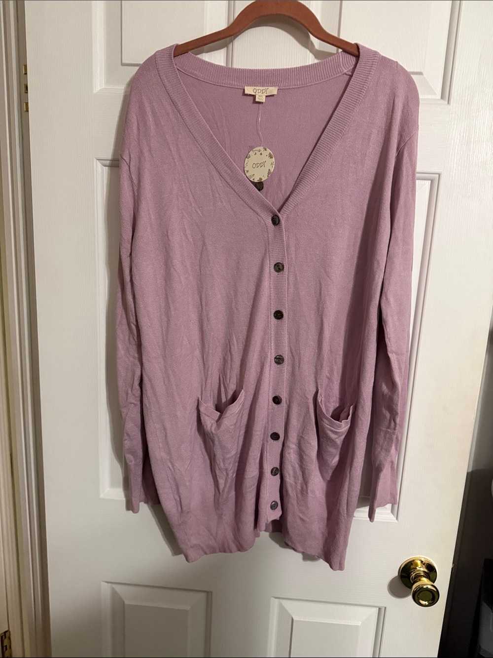 ODDY Lilac V-Neck Button Cardigan with Pockets